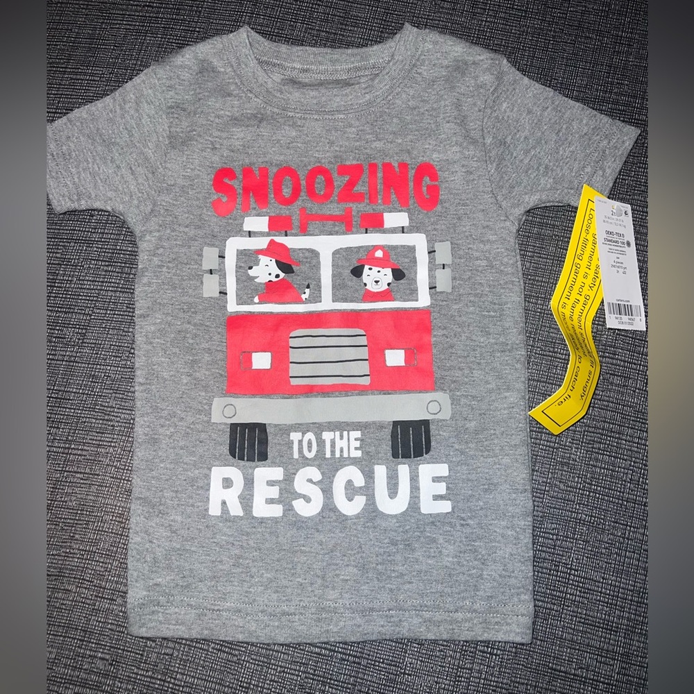 Boys 2T Gray Fire Truck Graphic Tee